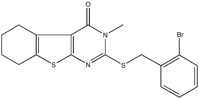 2-[(2-bromobenzyl)sulfanyl]-3-methyl-5,6,7,8-tetrahydro[1]benzothieno[2,3-d]pyrimidin-4(3H)-one 구조식 이미지