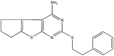 2-[(2-phenylethyl)sulfanyl]-6,7-dihydro-5H-cyclopenta[4,5]thieno[2,3-d]pyrimidin-4-amine 구조식 이미지