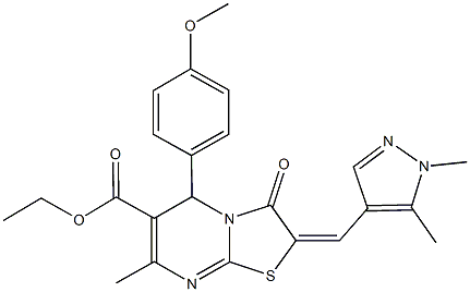 ethyl 2-[(1,5-dimethyl-1H-pyrazol-4-yl)methylene]-5-(4-methoxyphenyl)-7-methyl-3-oxo-2,3-dihydro-5H-[1,3]thiazolo[3,2-a]pyrimidine-6-carboxylate 구조식 이미지