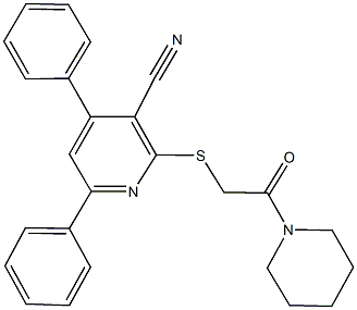 2-((2-oxo-2-piperidin-1-ylethyl)sulfanyl)-4,6-diphenylpyridine-3-carbonitrile 구조식 이미지