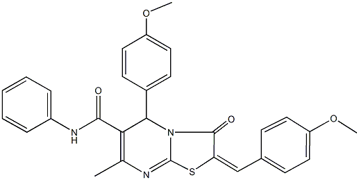 2-(4-methoxybenzylidene)-5-(4-methoxyphenyl)-7-methyl-3-oxo-N-phenyl-2,3-dihydro-5H-[1,3]thiazolo[3,2-a]pyrimidine-6-carboxamide Structure