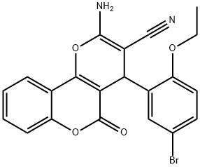 2-amino-4-(5-bromo-2-ethoxyphenyl)-5-oxo-4H,5H-pyrano[3,2-c]chromene-3-carbonitrile 구조식 이미지