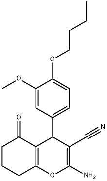 2-amino-4-(4-butoxy-3-methoxyphenyl)-5-oxo-5,6,7,8-tetrahydro-4H-chromene-3-carbonitrile Structure