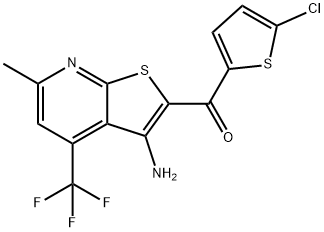 [3-amino-6-methyl-4-(trifluoromethyl)thieno[2,3-b]pyridin-2-yl](5-chloro-2-thienyl)methanone 구조식 이미지