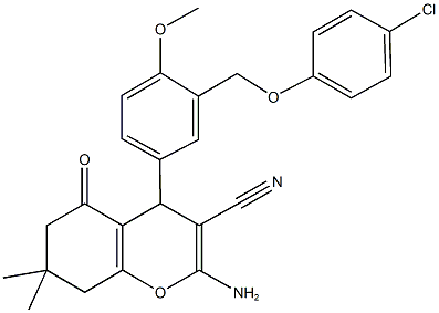 2-amino-4-{3-[(4-chlorophenoxy)methyl]-4-methoxyphenyl}-7,7-dimethyl-5-oxo-5,6,7,8-tetrahydro-4H-chromene-3-carbonitrile 구조식 이미지