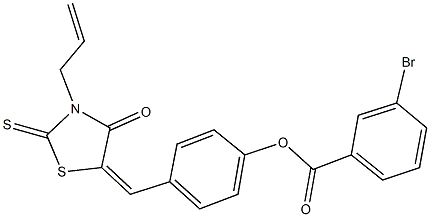 4-[(3-allyl-4-oxo-2-thioxo-1,3-thiazolidin-5-ylidene)methyl]phenyl 3-bromobenzoate 구조식 이미지