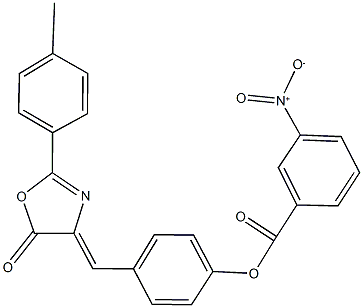 4-[(2-(4-methylphenyl)-5-oxo-1,3-oxazol-4(5H)-ylidene)methyl]phenyl 3-nitrobenzoate 구조식 이미지