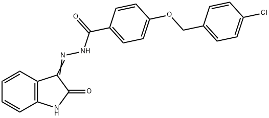 4-[(4-chlorobenzyl)oxy]-N'-(2-oxo-1,2-dihydro-3H-indol-3-ylidene)benzohydrazide 구조식 이미지