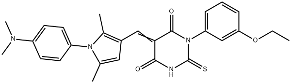 5-({1-[4-(dimethylamino)phenyl]-2,5-dimethyl-1H-pyrrol-3-yl}methylene)-1-(3-ethoxyphenyl)-2-thioxodihydro-4,6(1H,5H)-pyrimidinedione Structure