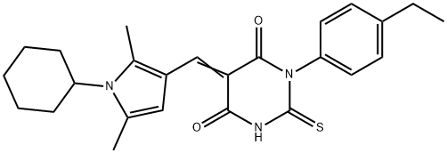 5-[(1-cyclohexyl-2,5-dimethyl-1H-pyrrol-3-yl)methylene]-1-(4-ethylphenyl)-2-thioxodihydro-4,6(1H,5H)-pyrimidinedione Structure