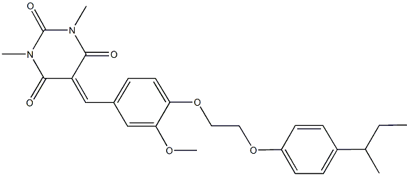 5-{4-[2-(4-sec-butylphenoxy)ethoxy]-3-methoxybenzylidene}-1,3-dimethyl-2,4,6(1H,3H,5H)-pyrimidinetrione Structure