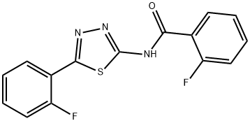 2-fluoro-N-[5-(2-fluorophenyl)-1,3,4-thiadiazol-2-yl]benzamide 구조식 이미지
