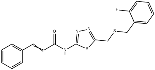 N-(5-{[(2-fluorobenzyl)sulfanyl]methyl}-1,3,4-thiadiazol-2-yl)-3-phenylacrylamide 구조식 이미지