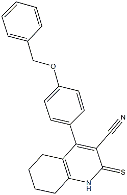 4-[4-(benzyloxy)phenyl]-2-thioxo-1,2,5,6,7,8-hexahydro-3-quinolinecarbonitrile 구조식 이미지