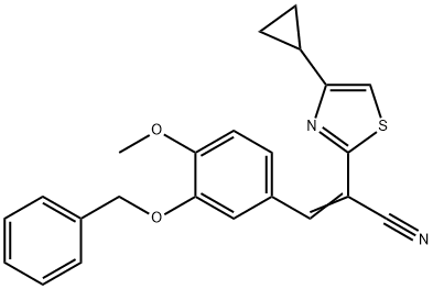 3-[3-(benzyloxy)-4-methoxyphenyl]-2-(4-cyclopropyl-1,3-thiazol-2-yl)acrylonitrile 구조식 이미지