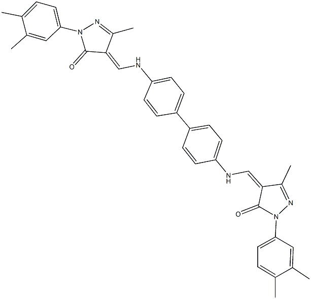 2-(3,4-dimethylphenyl)-4-({[4'-({[1-(3,4-dimethylphenyl)-3-methyl-5-oxo-1,5-dihydro-4H-pyrazol-4-ylidene]methyl}amino)[1,1'-biphenyl]-4-yl]amino}methylene)-5-methyl-2,4-dihydro-3H-pyrazol-3-one Structure