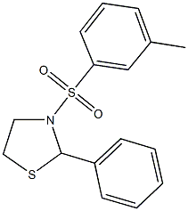 3-[(3-methylphenyl)sulfonyl]-2-phenyl-1,3-thiazolidine Structure