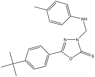 5-(4-tert-butylphenyl)-3-(4-toluidinomethyl)-1,3,4-oxadiazole-2(3H)-thione Structure
