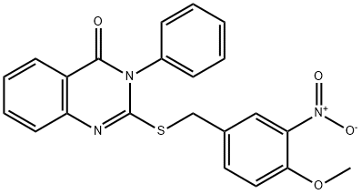 2-({3-nitro-4-methoxybenzyl}sulfanyl)-3-phenyl-4(3H)-quinazolinone 구조식 이미지