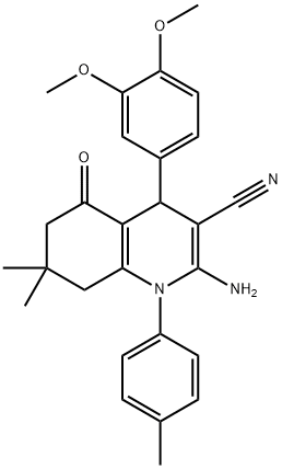 2-amino-4-(3,4-dimethoxyphenyl)-7,7-dimethyl-1-(4-methylphenyl)-5-oxo-1,4,5,6,7,8-hexahydro-3-quinolinecarbonitrile 구조식 이미지