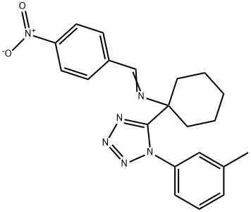 5-[1-({4-nitrobenzylidene}amino)cyclohexyl]-1-(3-methylphenyl)-1H-tetraazole 구조식 이미지