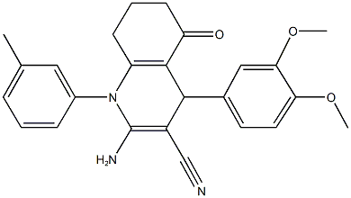 2-amino-4-(3,4-dimethoxyphenyl)-1-(3-methylphenyl)-5-oxo-1,4,5,6,7,8-hexahydro-3-quinolinecarbonitrile 구조식 이미지