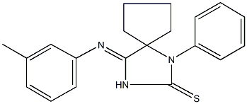 4-[(3-methylphenyl)imino]-1-phenyl-1,3-diazaspiro[4.4]nonane-2-thione Structure
