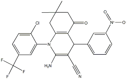 2-amino-1-[2-chloro-5-(trifluoromethyl)phenyl]-4-{3-nitrophenyl}-7,7-dimethyl-5-oxo-1,4,5,6,7,8-hexahydro-3-quinolinecarbonitrile 구조식 이미지