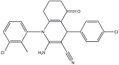 2-amino-1-(3-chloro-2-methylphenyl)-4-(4-chlorophenyl)-5-oxo-1,4,5,6,7,8-hexahydro-3-quinolinecarbonitrile 구조식 이미지