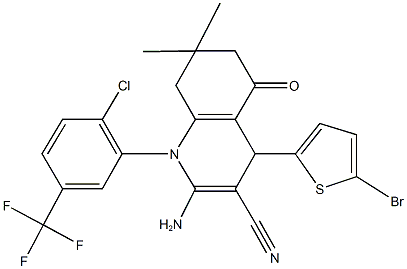 2-amino-4-(5-bromo-2-thienyl)-1-[2-chloro-5-(trifluoromethyl)phenyl]-7,7-dimethyl-5-oxo-1,4,5,6,7,8-hexahydro-3-quinolinecarbonitrile 구조식 이미지