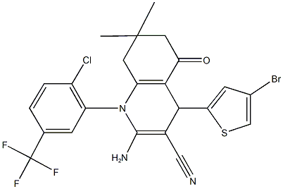 2-amino-4-(4-bromo-2-thienyl)-1-[2-chloro-5-(trifluoromethyl)phenyl]-7,7-dimethyl-5-oxo-1,4,5,6,7,8-hexahydro-3-quinolinecarbonitrile 구조식 이미지