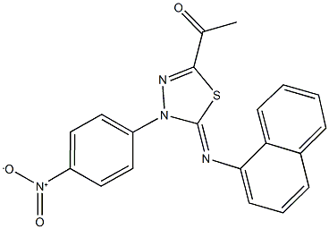 1-[4-{4-nitrophenyl}-5-(1-naphthylimino)-4,5-dihydro-1,3,4-thiadiazol-2-yl]ethanone 구조식 이미지