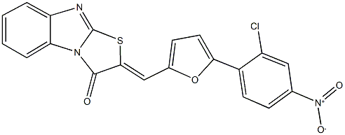 2-[(5-{2-chloro-4-nitrophenyl}-2-furyl)methylene][1,3]thiazolo[3,2-a]benzimidazol-3(2H)-one Structure