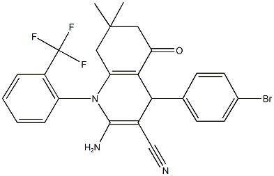 2-amino-4-(4-bromophenyl)-7,7-dimethyl-5-oxo-1-[2-(trifluoromethyl)phenyl]-1,4,5,6,7,8-hexahydro-3-quinolinecarbonitrile Structure