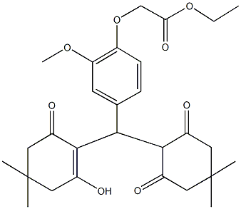 ethyl {4-[(4,4-dimethyl-2,6-dioxocyclohexyl)(2-hydroxy-4,4-dimethyl-6-oxo-1-cyclohexen-1-yl)methyl]-2-methoxyphenoxy}acetate Structure