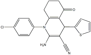 2-amino-1-(4-chlorophenyl)-5-oxo-4-(2-thienyl)-1,4,5,6,7,8-hexahydro-3-quinolinecarbonitrile 구조식 이미지