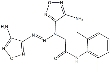 2-[1,3-bis(4-amino-1,2,5-oxadiazol-3-yl)-2-triazenyl]-N-(2,6-dimethylphenyl)acetamide 구조식 이미지