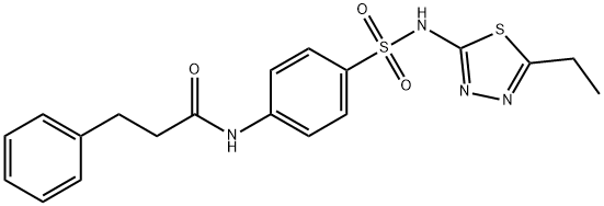 N-(4-{[(5-ethyl-1,3,4-thiadiazol-2-yl)amino]sulfonyl}phenyl)-3-phenylpropanamide 구조식 이미지