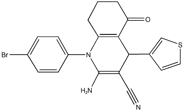 2-amino-1-(4-bromophenyl)-5-oxo-4-(3-thienyl)-1,4,5,6,7,8-hexahydro-3-quinolinecarbonitrile Structure