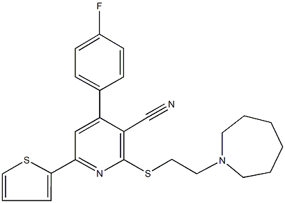 2-{[2-(1-azepanyl)ethyl]sulfanyl}-4-(4-fluorophenyl)-6-(2-thienyl)nicotinonitrile Structure
