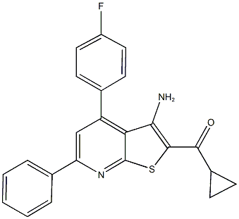 [3-amino-4-(4-fluorophenyl)-6-phenylthieno[2,3-b]pyridin-2-yl](cyclopropyl)methanone 구조식 이미지