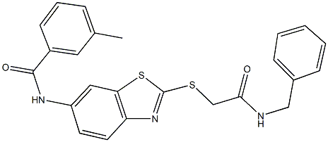 N-(2-{[2-(benzylamino)-2-oxoethyl]sulfanyl}-1,3-benzothiazol-6-yl)-3-methylbenzamide Structure