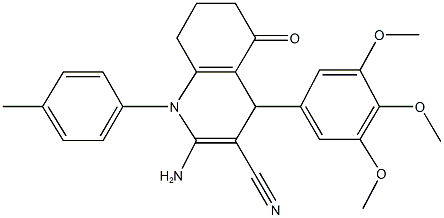 2-amino-1-(4-methylphenyl)-5-oxo-4-(3,4,5-trimethoxyphenyl)-1,4,5,6,7,8-hexahydro-3-quinolinecarbonitrile Structure