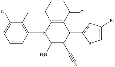 2-amino-4-(4-bromothien-2-yl)-1-(3-chloro-2-methylphenyl)-5-oxo-1,4,5,6,7,8-hexahydroquinoline-3-carbonitrile Structure