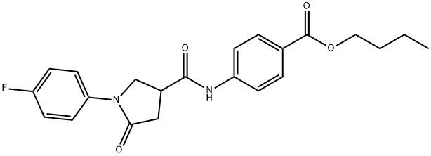 butyl 4-({[1-(4-fluorophenyl)-5-oxo-3-pyrrolidinyl]carbonyl}amino)benzoate 구조식 이미지