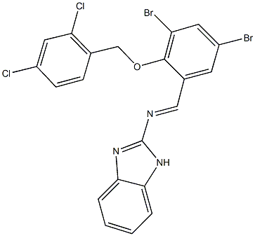 N-(1H-benzimidazol-2-yl)-N-{3,5-dibromo-2-[(2,4-dichlorobenzyl)oxy]benzylidene}amine 구조식 이미지