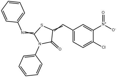 5-{4-chloro-3-nitrobenzylidene}-3-phenyl-2-(phenylimino)-1,3-thiazolidin-4-one 구조식 이미지