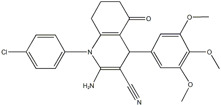 2-amino-1-(4-chlorophenyl)-5-oxo-4-(3,4,5-trimethoxyphenyl)-1,4,5,6,7,8-hexahydro-3-quinolinecarbonitrile 구조식 이미지