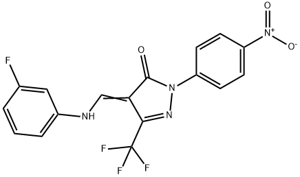 4-[(3-fluoroanilino)methylene]-2-{4-nitrophenyl}-5-(trifluoromethyl)-2,4-dihydro-3H-pyrazol-3-one Structure