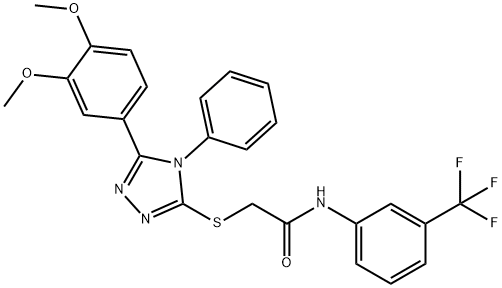 2-{[5-(3,4-dimethoxyphenyl)-4-phenyl-4H-1,2,4-triazol-3-yl]sulfanyl}-N-[3-(trifluoromethyl)phenyl]acetamide 구조식 이미지